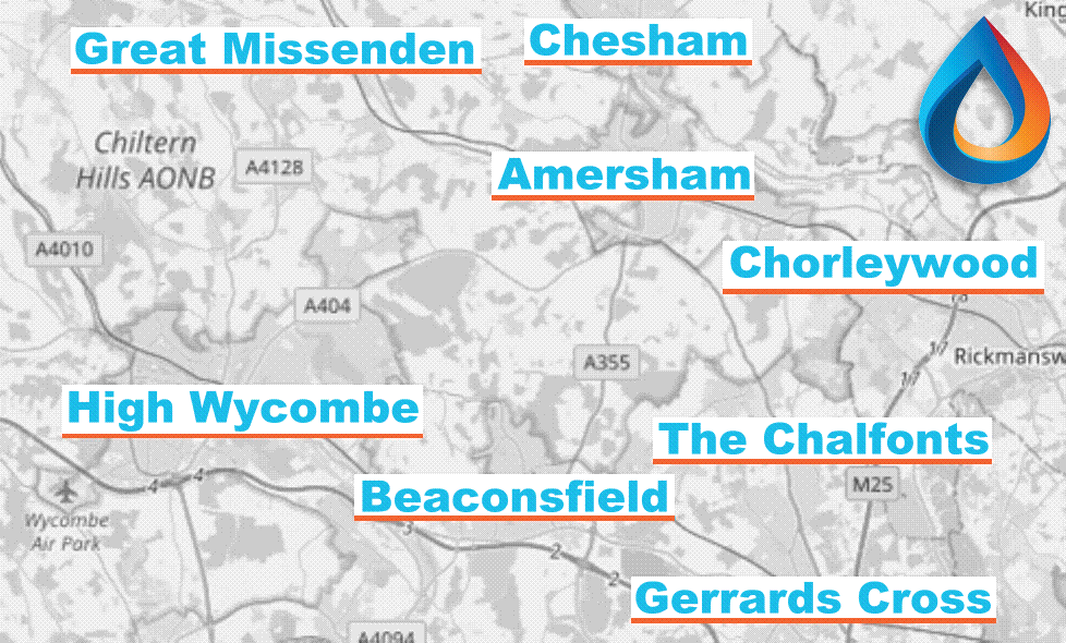 Map of our coverage area in Buckinghamshire